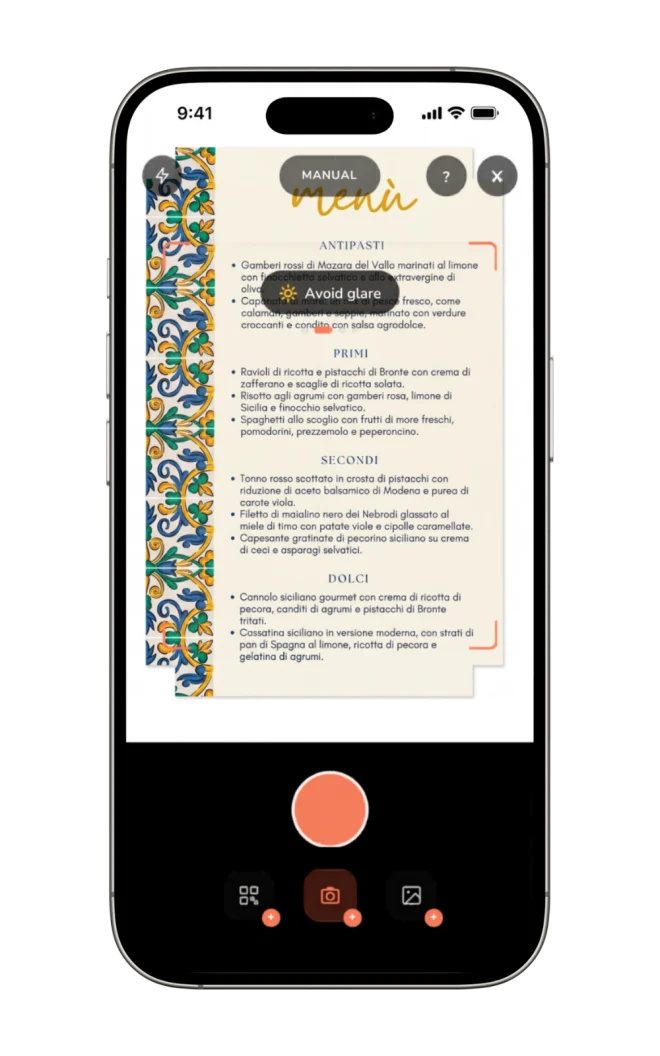 AlignEat scanning a restaurant menu on a phone