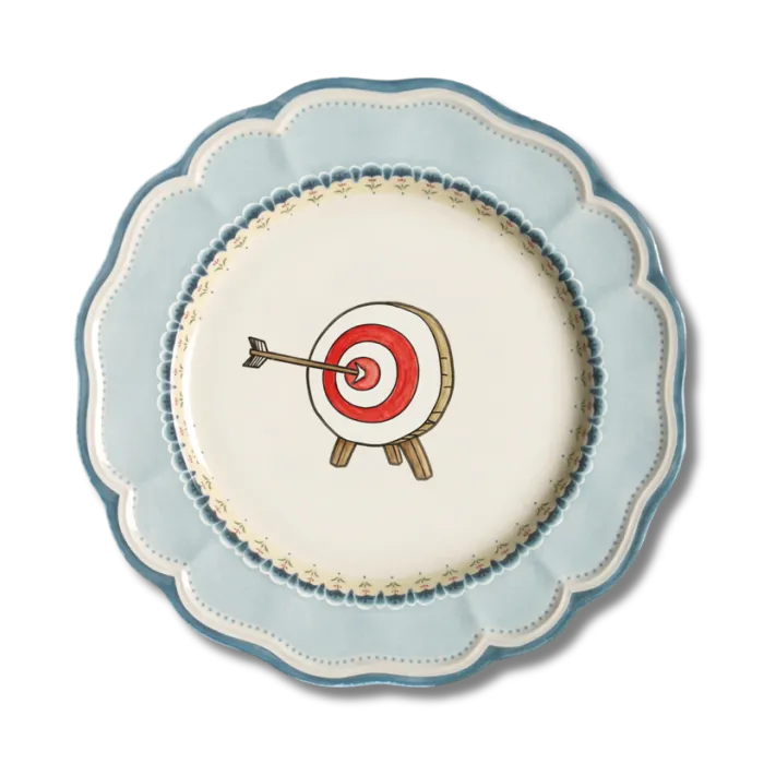 Hand-painted plate with an archery target