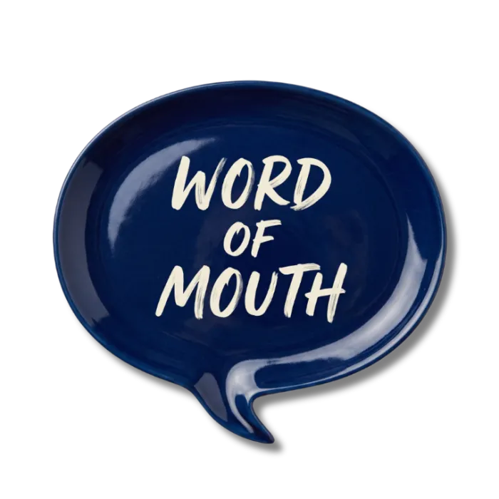 Word of Mouth speech-bubble plate