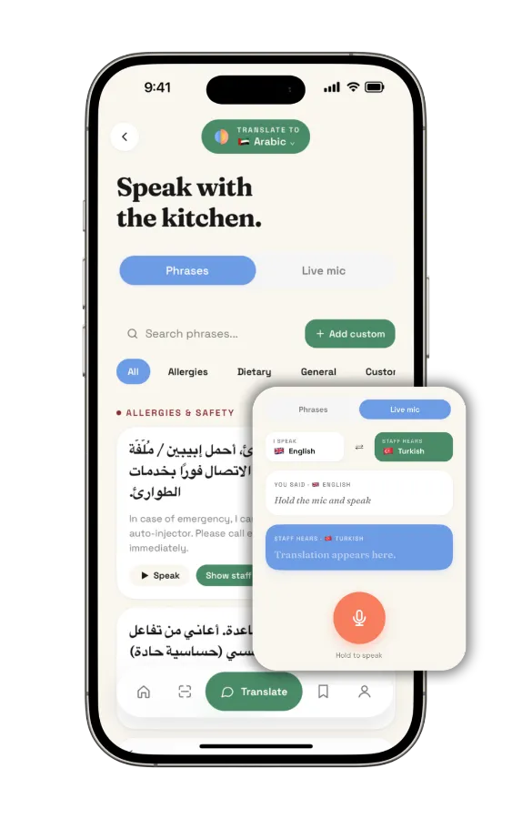 AlignEat translating menu phrases for the kitchen